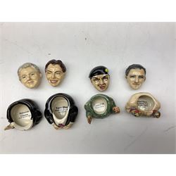 Eighteen Face Pots by Kevin Frances, to include Laurel and Hardy, Mohammed Ali, Nelson Mandela, Vincent Van Goth, Cleopatra, Mark Antony, Rommel, etc, some boxed  