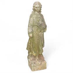 19th century carved weathered marble classical style statue, depicting an angelic female f...