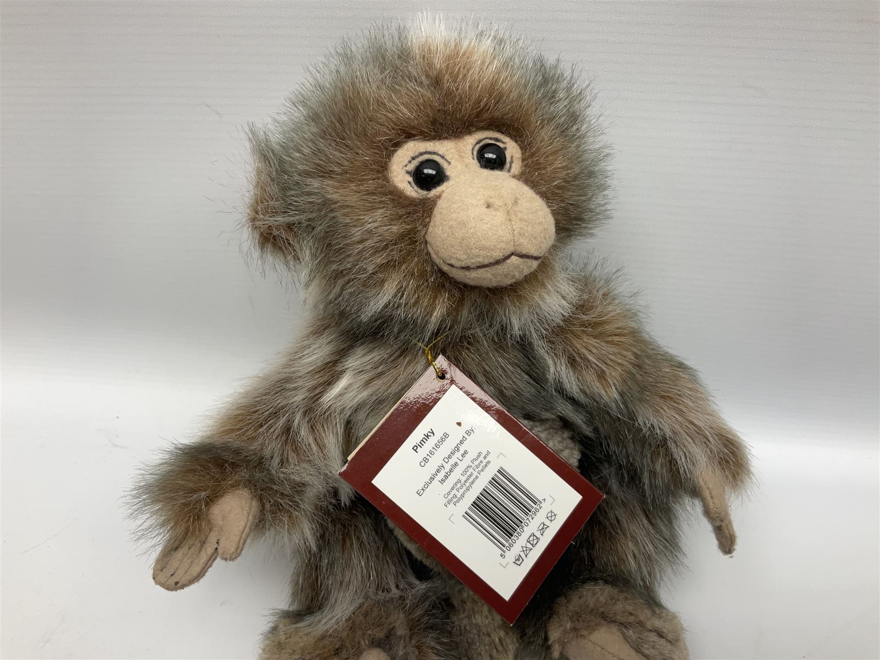 Four Charlie Bears, comprising Konig CB202051, TeaLeaf CB141479, and Pimky CB161656B, each designed by Isabelle Lee, and Hari Hi Way CB175131, all with tags