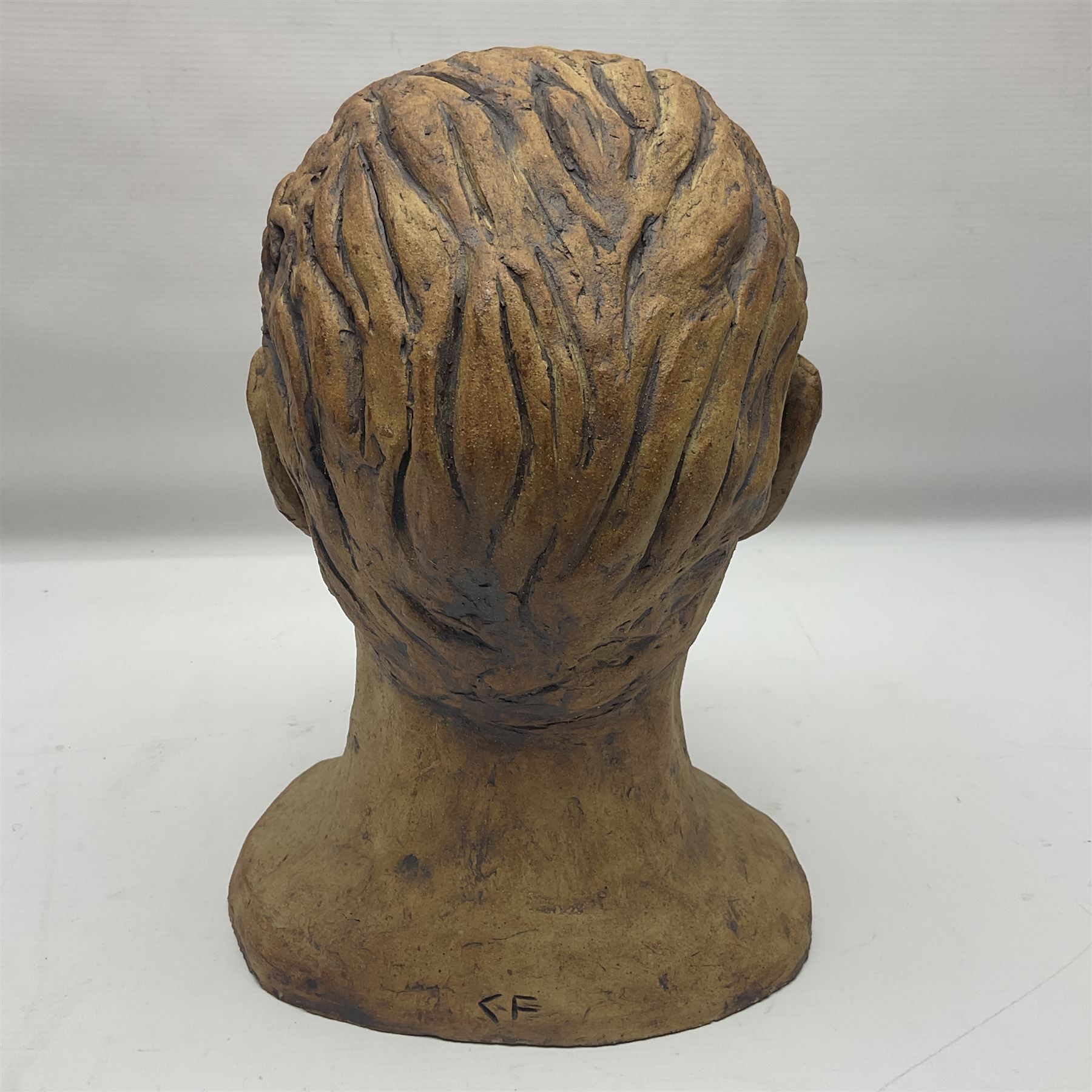 Studio Pottery bust, modelled as a man, H29cm