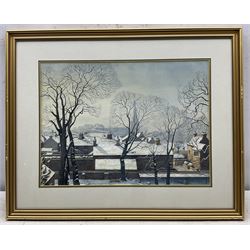 Wilfred Ball (British 1917-2000): 'Church Farm - Dale Abbey' and A Winter Townscape, two watercolours signed, one titled verso 34cm x 50cm (2)