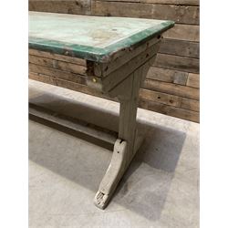 Early 20th century painted wood and enamel Military folding campaign table