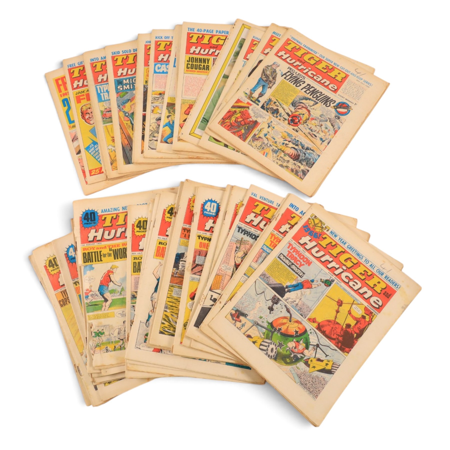Collection of 1960s Tiger and Hurricane comics, comprising twenty-one 1965 issues, thirty-six 1966 issues, twenty 1967 issues, seventy-three 1968 issues and twenty-one 1969 issues (approximately 171)