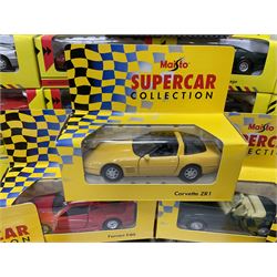 Shell/Maisto - twenty five 1:43 scale die cast cars comprising eighteen Shell and seven Maisto ‘Supercar Collection’ models with further 1:24 scale Maisto McLaren F1 model; all boxed (26) 