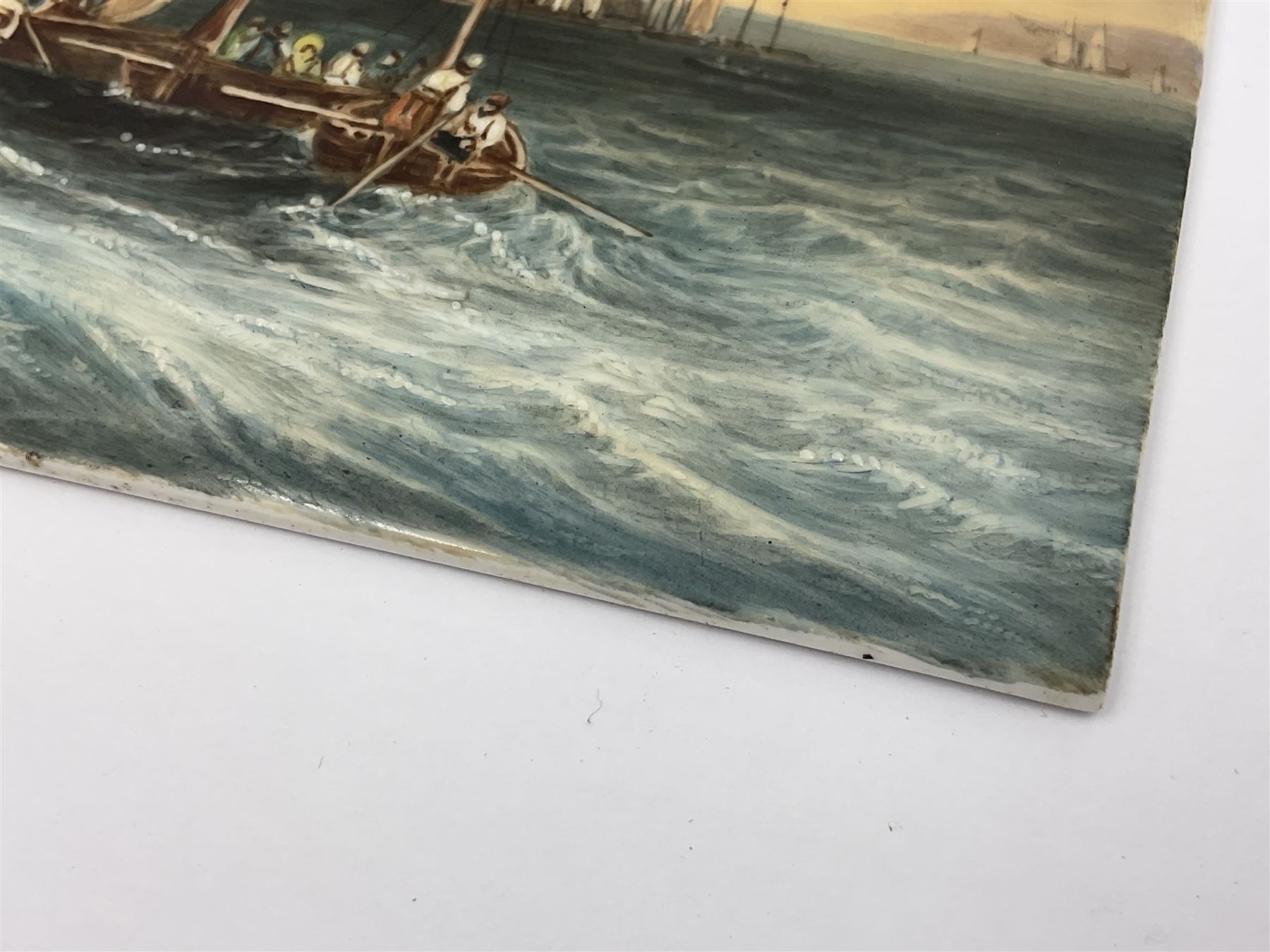 Richard Abbott: St Michael’s Mount, painted oil on porcelain plaque, with 'St Michaels Mount painted by R. Abbott', inscribed on reverse, H15cm, W19cm