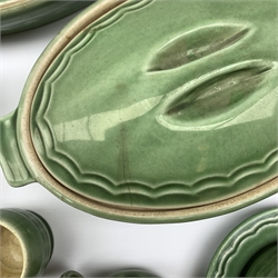 Bourne Denby Epic dinner and tea wares, to include tea pot, hot water pot, and coffee pot, large jug. a number of small twin handled jars (four with covers), milk jug, open sucrier, two tureen and covers, etc. 