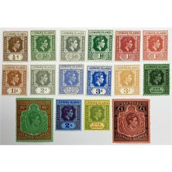 Leeward Islands King George VI 1938 sixteen stamps, including two shillings, five shillings, ten shillings and one pound, these higher values with no obvious signs of mounting, the rest previously mounted, all unused