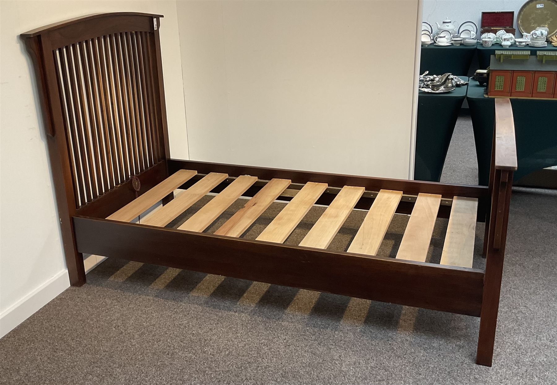 Hardwood vertical latted 3' single bedstead