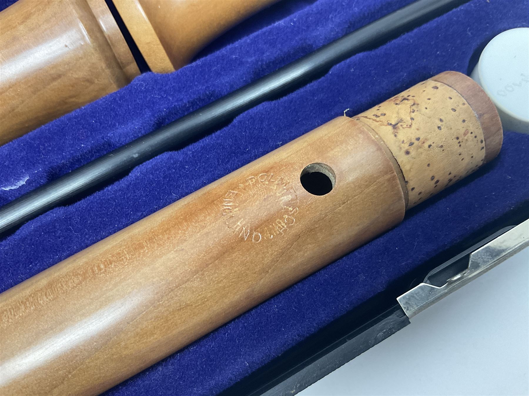 Three wooden recorders - 1970s Schotts 'Concert' three-piece tenor; 1990s Dolmetsch treble, cased; and 1980s Moech descant, cased (3)