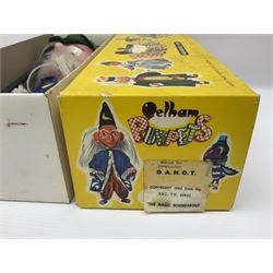 Two Pelham Puppets - The Magic Roundabout Mr. Rusty pole puppet with wool hands and blue  coat dated 1963; boxed; and Type SL Disney Donald Duck; unboxed (2)