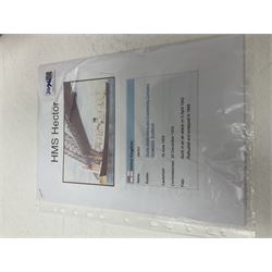 Scratch built model of the SS/HMS Hector armed merchant cruiser with full range of deck fittings L168cm with two copies of biographical information