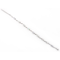  Silver opal and cubic zirconia bracelet, stamped 925  