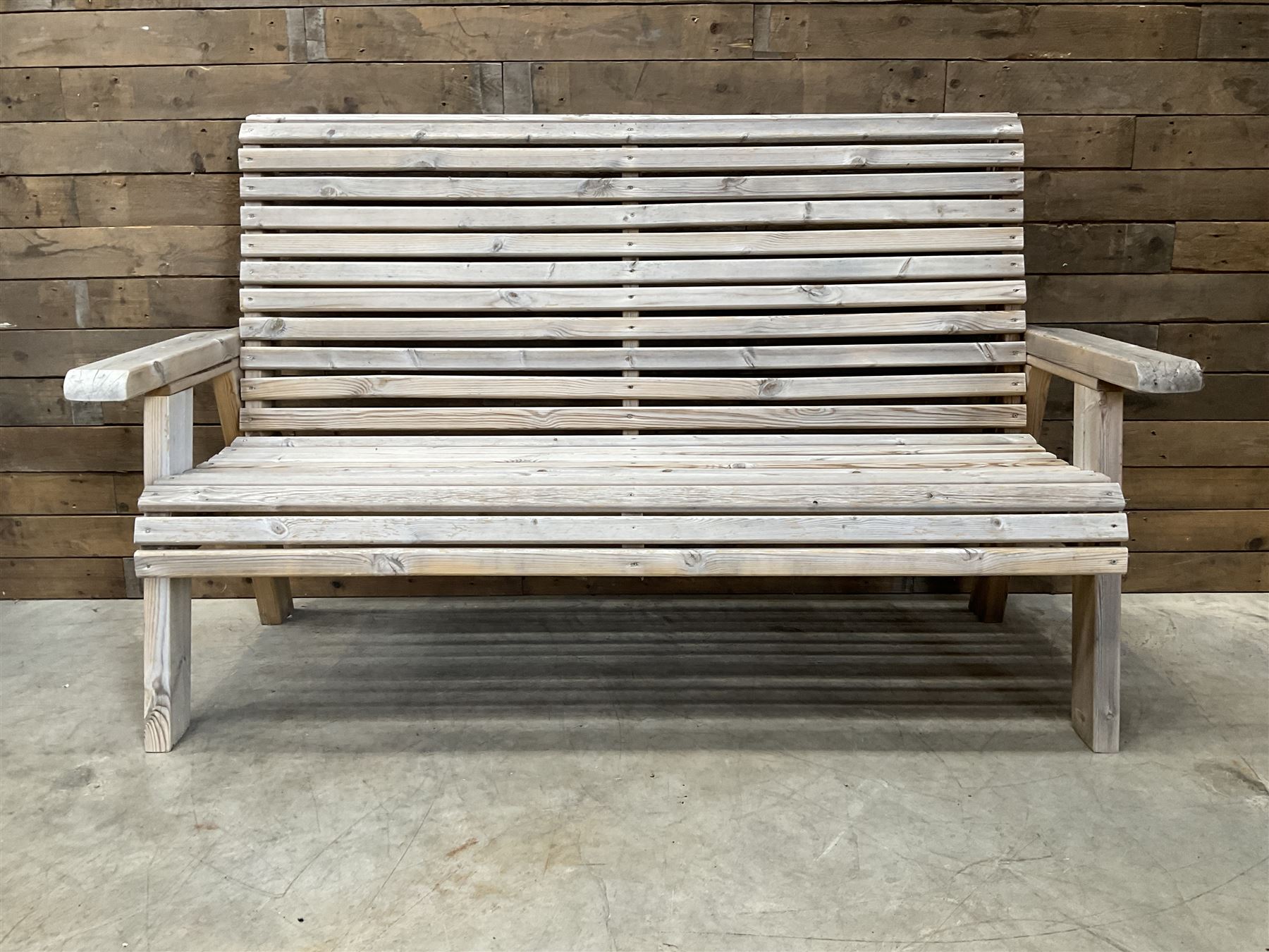 Wooden slatted garden bench