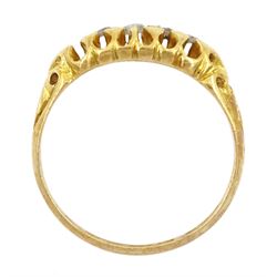 Edwardian 18ct gold four stone rose cut diamond chip ring, Birmingham 1906