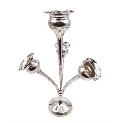 Early 20th century silver epergne, with four fluted branches, upon a weighted domed circular foot, engraved foot with monogram date 1887-1912, hallmarked Colen Hewer Cheshire, Chester 1910, H39.2cm