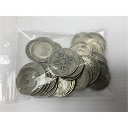 Approximately 200 grams of Great British pre 1947 silver coins including shillings, florins etc, pre-decimal pennies and other coinage
