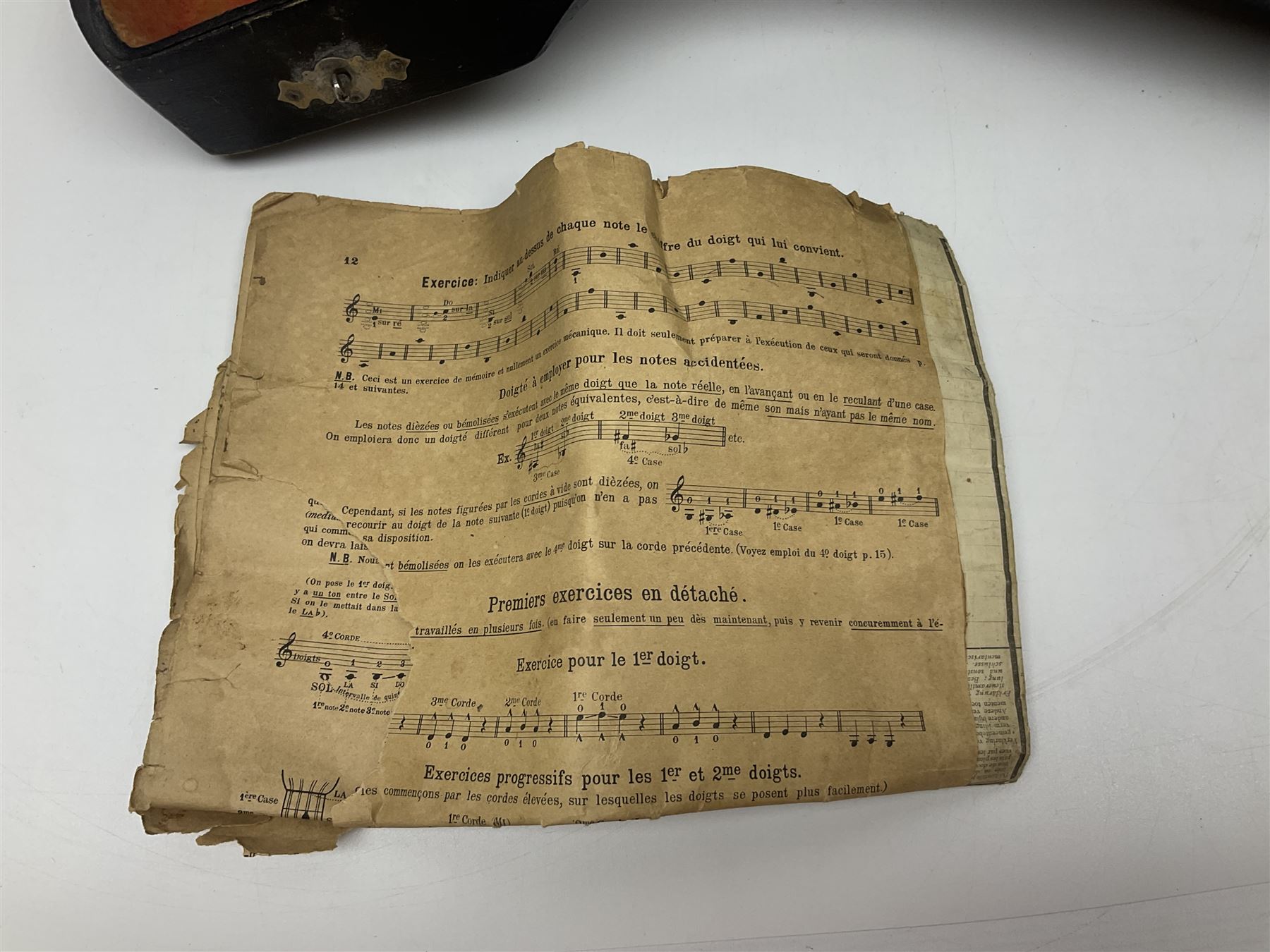 Late 19th century Italian lute back mandolin with segmented bowl back, bears label Gennaro Maglioni Napoli L61cm; in ebonised wooden case; together with another similar damaged Italian lute back mandolin for restoration or spares (2)