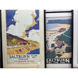 Four reproduction Salburn by Rail posters, largest 59.5cm x 38cm, and two Andy Hawkins prints (6)