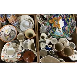 Quantity of assorted ceramics, to include vases, jugs, jars and covers, plates, dishes, etc., in two boxes 