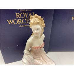Two Royal Worcester figures, comprising A Gift of Love from the Age of Romance Series, limited edition 325/500, with certificate and original box and Royal Premier from the Glittering Occasions series, with original box 