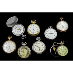 Collection of pocket watches including gold-plated Waltham No.8943875, Bowman, Ingersoll, Smiths, R.N.I.B and two Swiss silver pocket watches