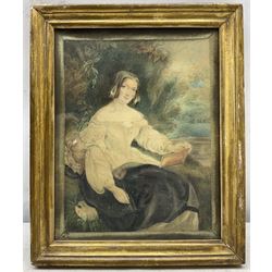 English School (Late 19th Century): Portrait of a Lady Painting, watercolour unsigned, inscribed 'S M Philipson - For Joseph Smallwood' verso, 23cm x 18cm