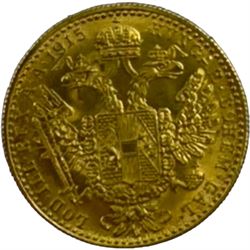 Austrian 1915 restrike gold one ducat coin