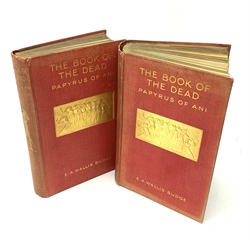 Budge Sir E.A. Wallis: The Book of the Dead - The Papyrus of Ani.1913, Medici Society facsimile edition. Two volumes. Folding colour plates and heiroglyphic illustrations within the text. Red cloth/gilt binding.  