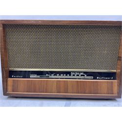 1950s Telefunken Deutschland TFK Model 2663WK radio in mahogany case with Bakelite knobs, Rees Mace Marine walnut cased radio, W50cm H34cm D26cm, together with 1955 Kolster-Brandes KB LR10FM radio and Hacker Mayflower II radio (4)