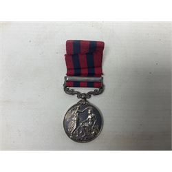 Victoria India General Service Medal with Waziristan 1894-5 clasp awarded to 1235 Sepoy Nuh Joifoih 4th Punjab Infy.; with ribbon