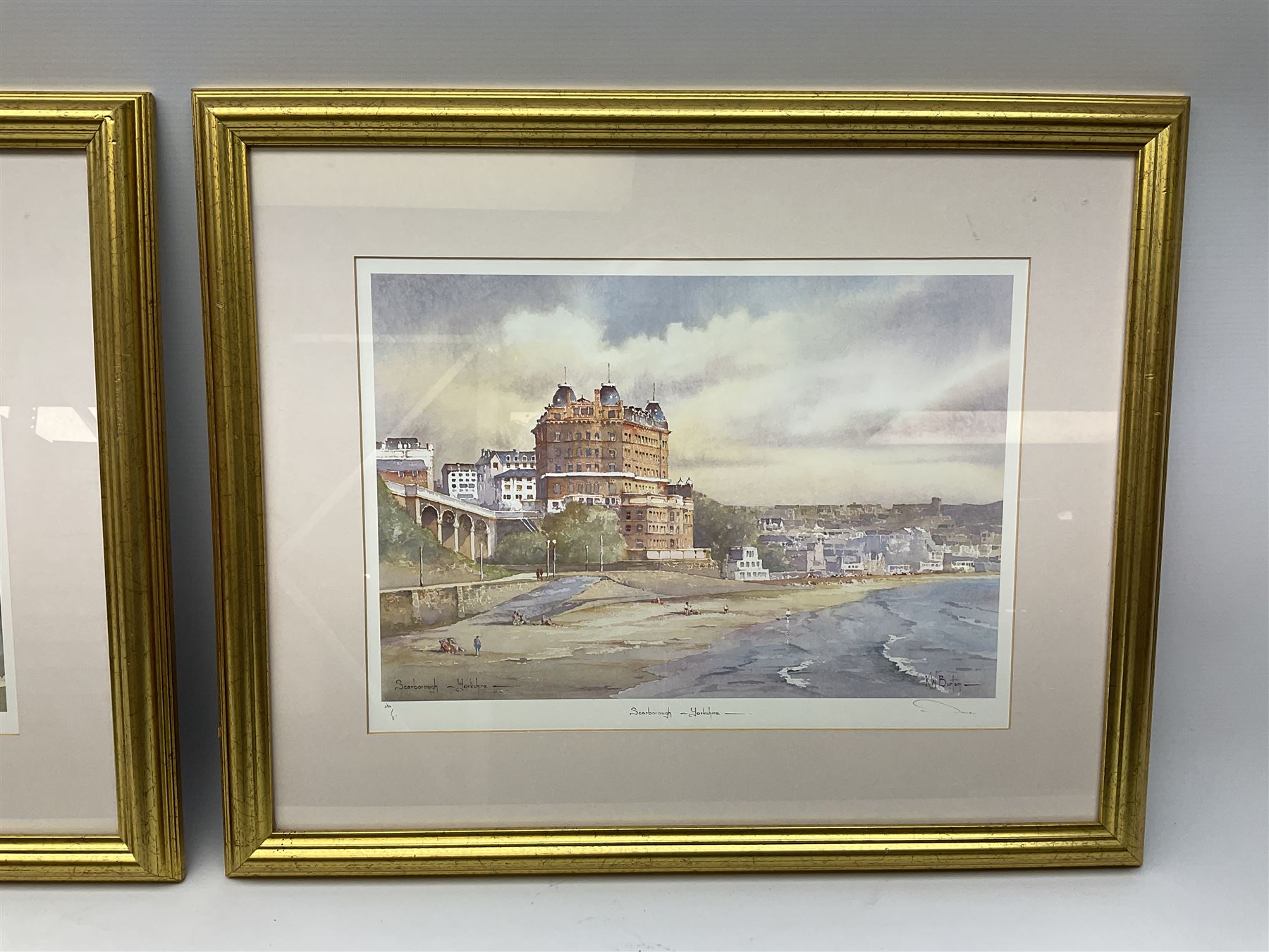After Ken Burton (northern British 20th century); 'Scarborough Yorkshire' and 'York Minster', pair limited edition colour prints signed in pencil (2)