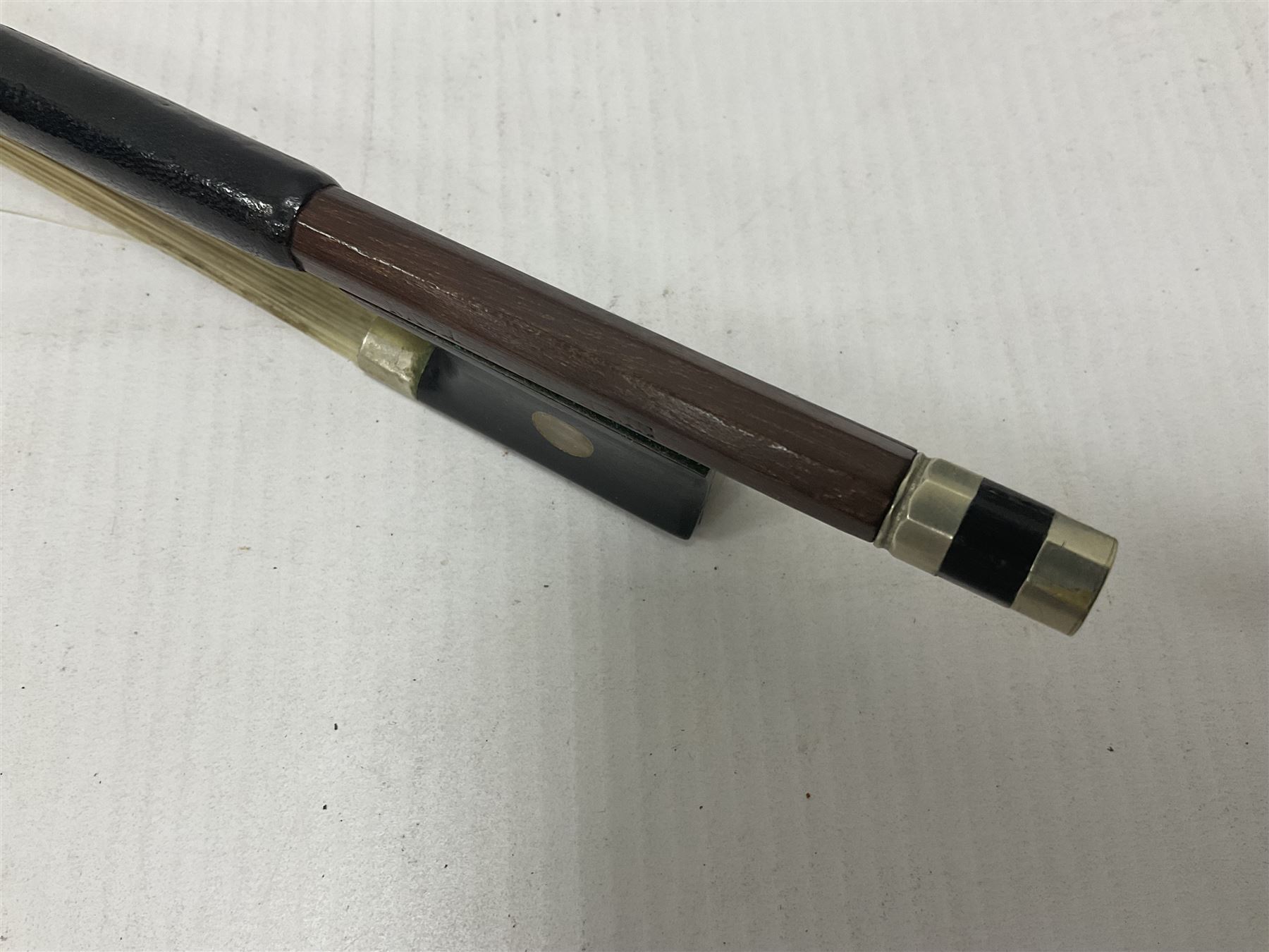 Full size violin and bow in a wooden constructed fitted case, back length 35cm, full length 60cm
