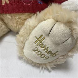 Six Harrods annual teddy bears, dating between 2005 and 2010, including 20th anniversary edition bear, tallest H39cm