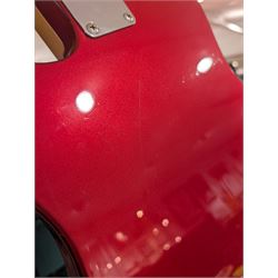 Fender Telecaster electric guitar, serial no. T021384 made in Japan c.1994, with Candy Apple Red body, white scratch plate and maple neck, guitar L98cm