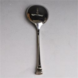 Two late 20th century silver christening mugs, each of plain form with no engraving, together with a small seal top spoon, all hallmarked 