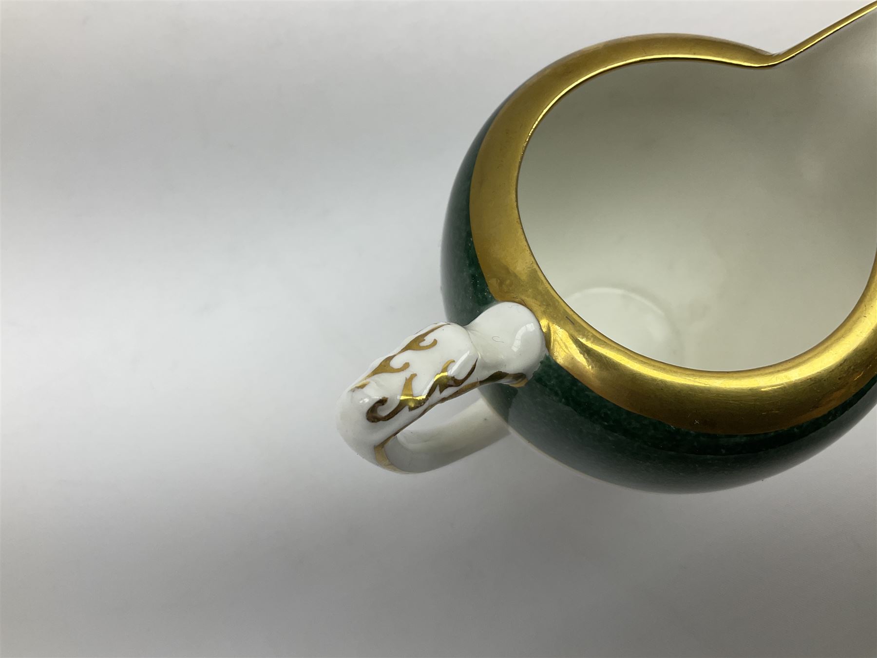 Coalport Athlone Green pattern tea wares, comprising coffee pot, seven coffee cans and saucers, milk jug, open sucrier, six tea cups and saucers, and six twin handled cups and saucers (42) 