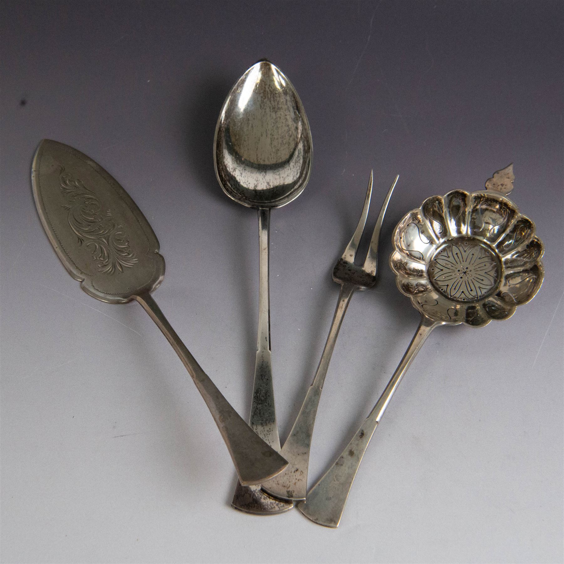 1920s canteen of Czechoslovakian 800 standard silver cutlery for twelve place settings, comprising table forks, silver handled table knives, table spoons, dessert forks, silver handled dessert knives, teaspoons, coffee spoons, cake slice, bread fork, sifting spoon and serving spoon, all stamped with Diana/Greyhound marks with no. 3 to side for 800 standard and with maker's mark TL