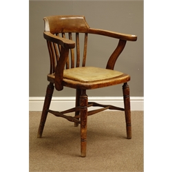  Early 20th century oak office chair, upholstered seat  