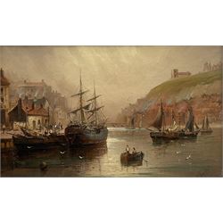 Walter Linsley Meegan (British c1860-1944): Whitby Harbour, oil on board signed 23cm x 38cm