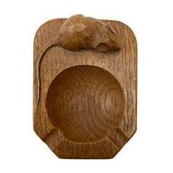 Mouseman - oak ashtray, canted rectangular form with carved mouse signature, by the workshop of Robert Thompson, Kilburn, L10cm 