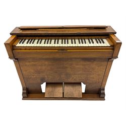 19th century oak cased harmonium, twin pedal pump mechanism