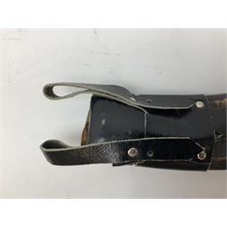 Post WW2 Gurkha kukri, in leather scabbard complete with two skinning knives, 42cm overall