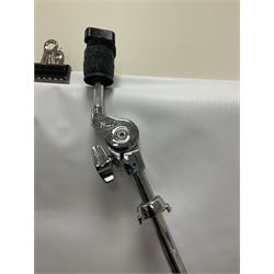 Pearl Vision SST Birch Ply shell four-piece drum kit in black comprising bass drum with foot pedal and three graduated toms; together with Pearl Custom Alloy Sensitone steel snare drum, drum and cymbal stands, microphone stand, stool and various drum sticks 