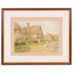 Fritz Althaus (AKA Friedrich Bernhard Althaus and Frederick Bernard Kerr) (British 1863-1962): Village Street with Girl and Ducks, watercolour signed and dated '03, 24cm x 34cm