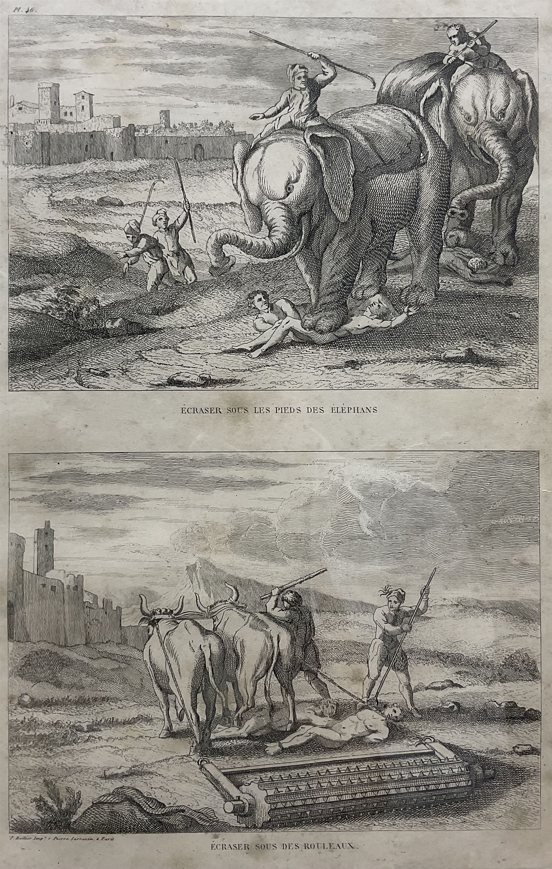 French School (19th century): Torture Scenes, set of eight engravings variously titled 30cm x 20cm (8)