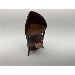 Collection of miniature dolls house furniture and accessories, to include long case clock, chest of drawers, tiled wash stand, ceramics and glass ware, mirror, baskets, etc 