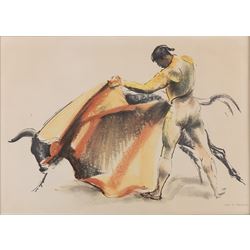 John Rattenbury Skeaping RA (British 1901-1980): 'Matador and Bull', colour lithograph signed in pencil 31cm x 44cm 