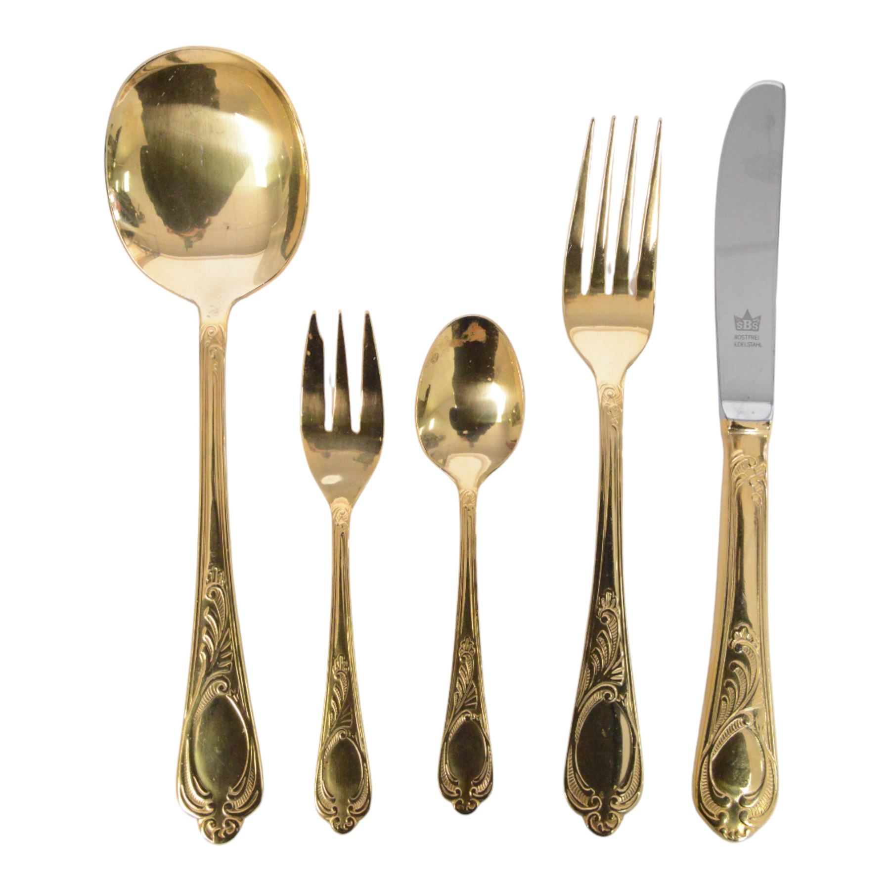 Bestecke Solingen gold plated canteen of cutlery for twelve persons, in briefcase holder