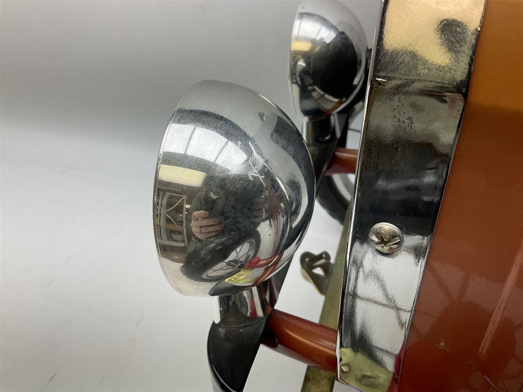 Red child's tin-plate pedal car with chrome detail, by Posh Paddles, Scarborough, H56cm, L80cm
