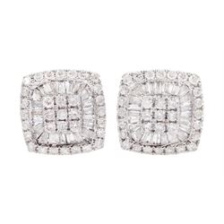 Pair of white gold round brilliant cut a